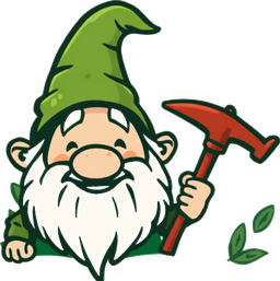 Logo Gartenbau Platz: Gartenzwerg mit Spitzhacke